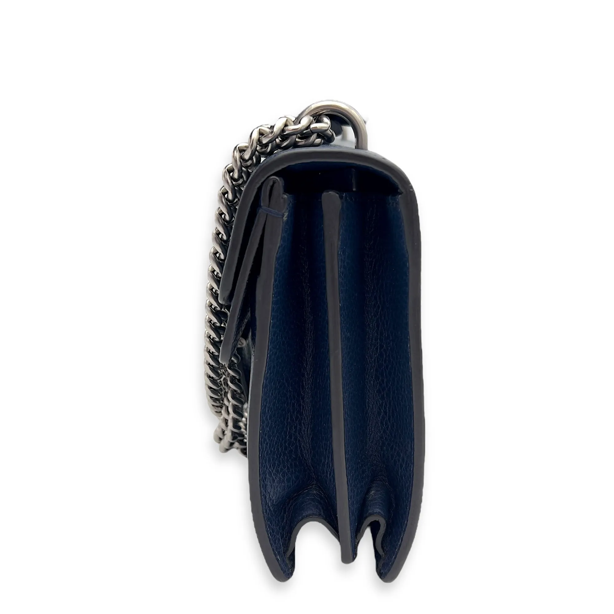 Dionysus Shoulder Bag Blue in Calfskin, Silver hardware