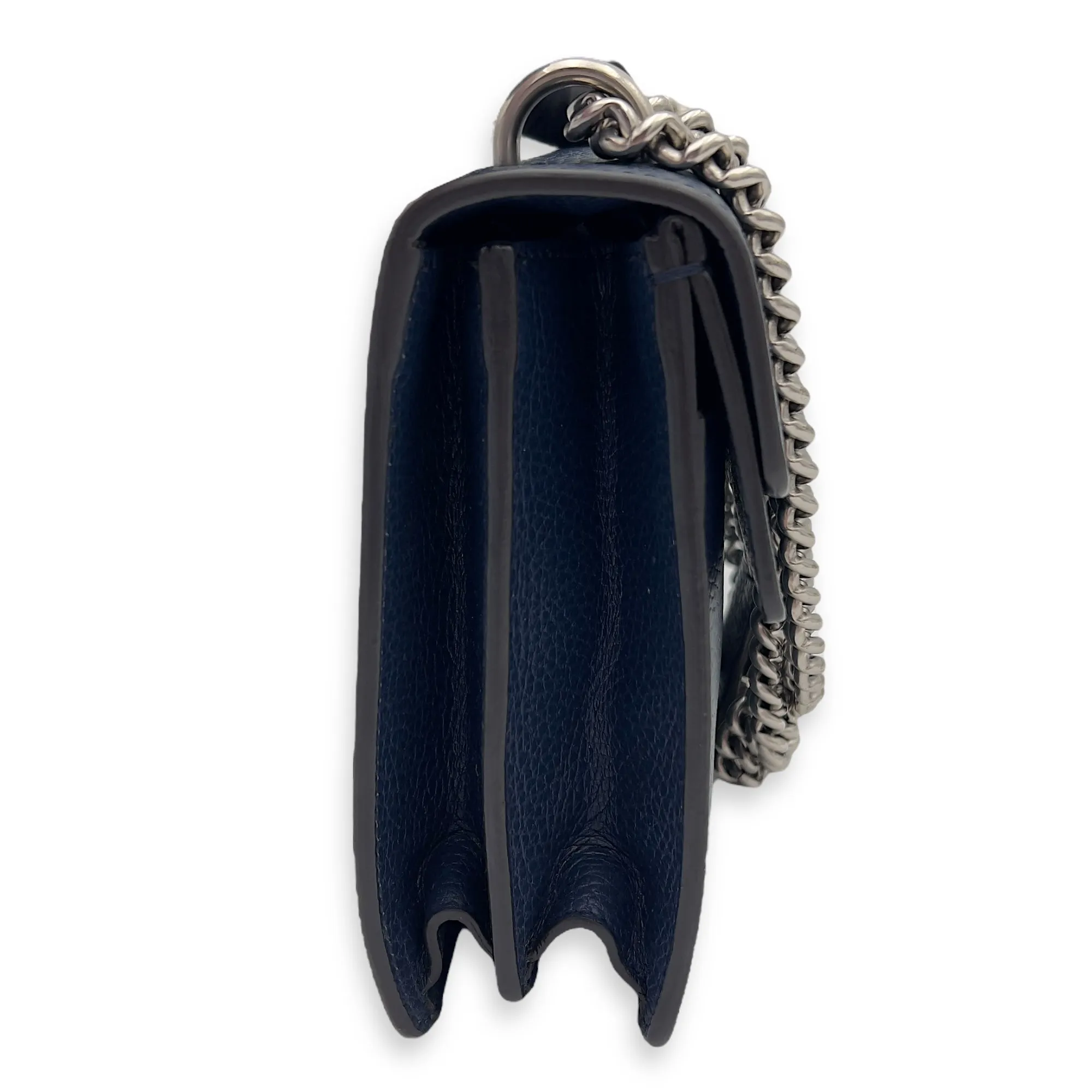 Dionysus Shoulder Bag Blue in Calfskin, Silver hardware