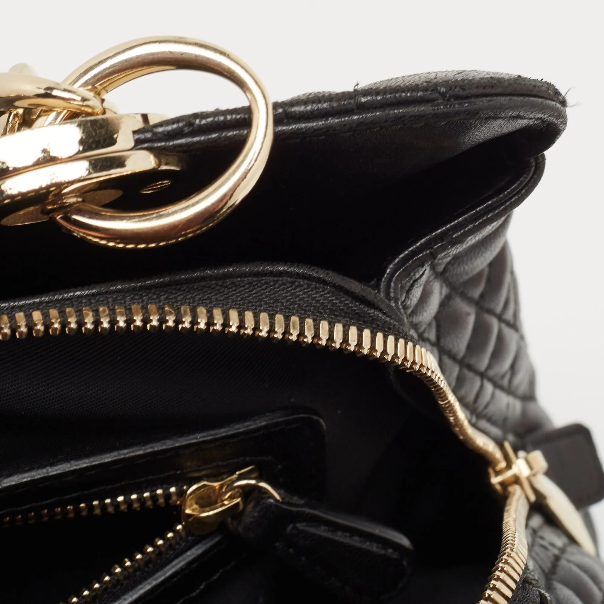 DIOR Black Cannage Leather Soft Lady  Satchel