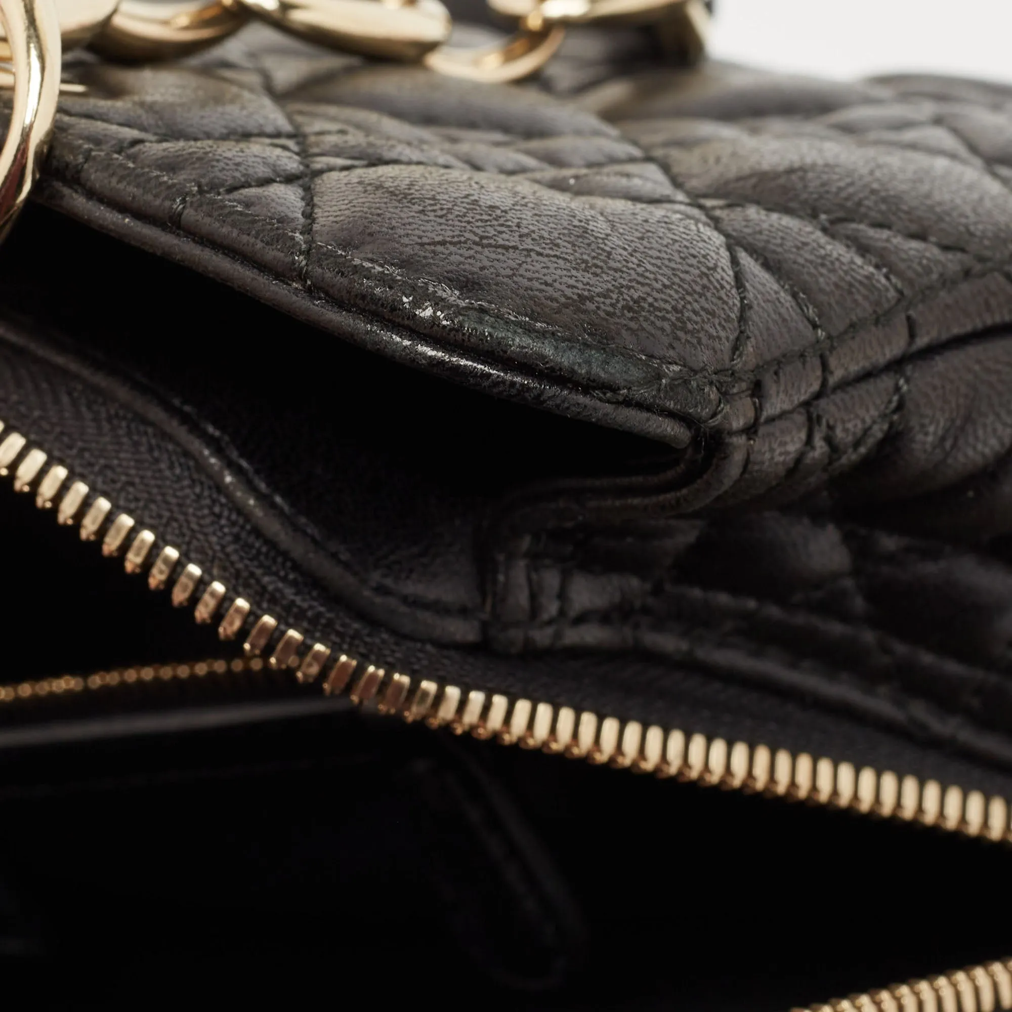 DIOR Black Cannage Leather Soft Lady  Satchel
