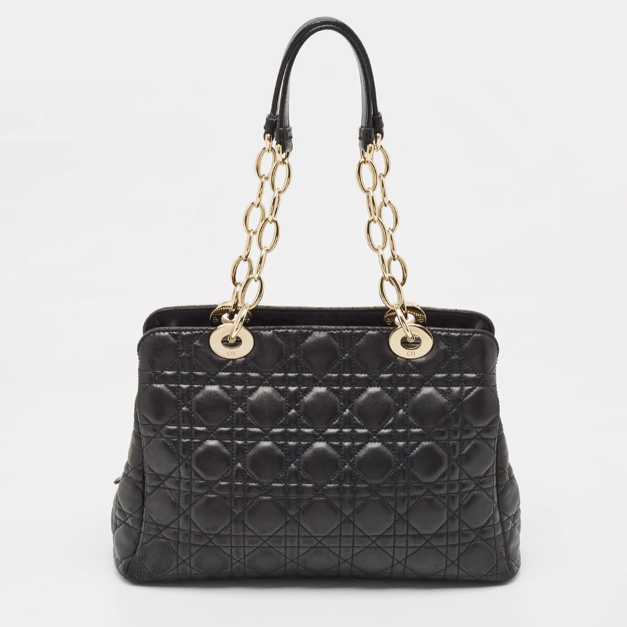 DIOR Black Cannage Leather Soft Lady  Satchel