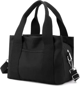 DOURR Multi Compartment Top-handle Handbags Canvas Crossbogy Bags for Women Small Totes Purse