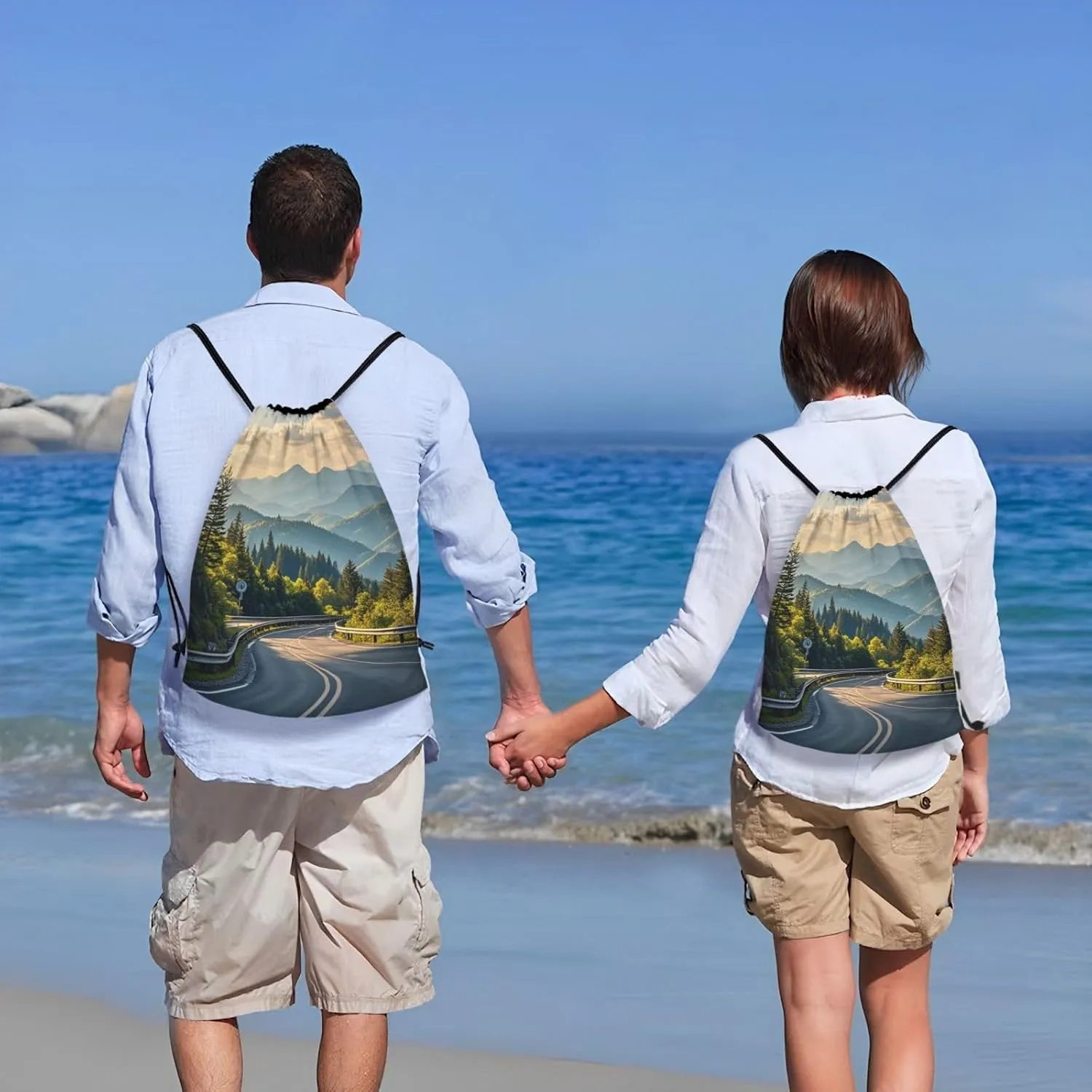 Drawstring Backpack Blue Ridge Parkway Mountains Sports Gym Bag String Bag Drawstring Bags for Yoga Travel