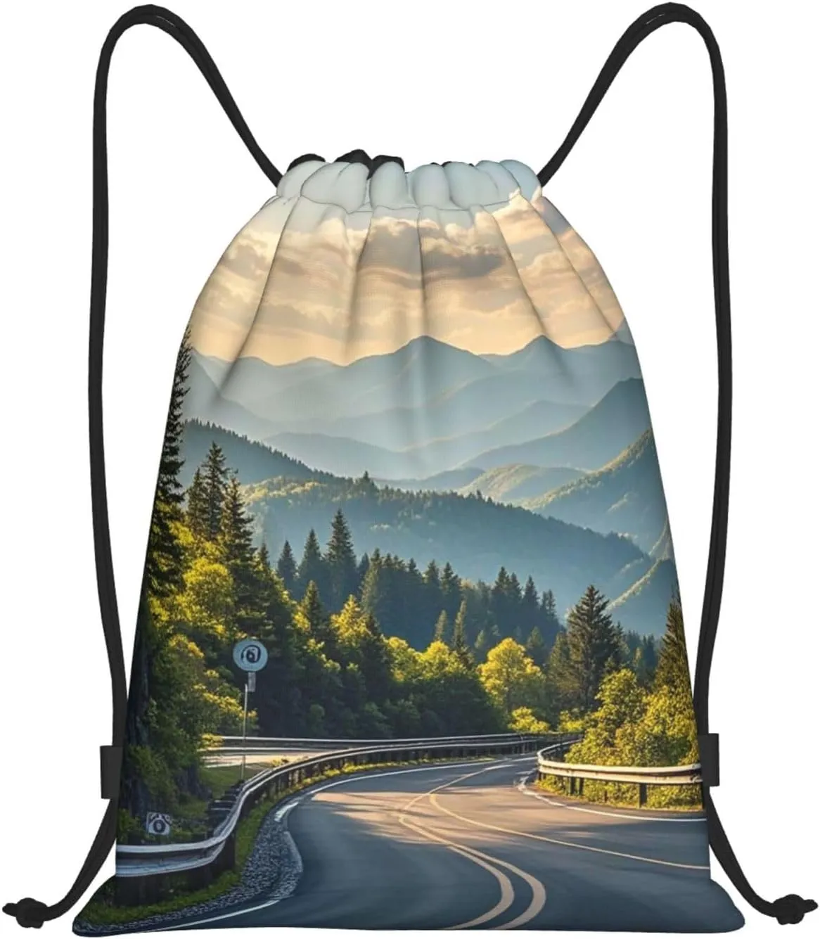 Drawstring Backpack Blue Ridge Parkway Mountains Sports Gym Bag String Bag Drawstring Bags for Yoga Travel