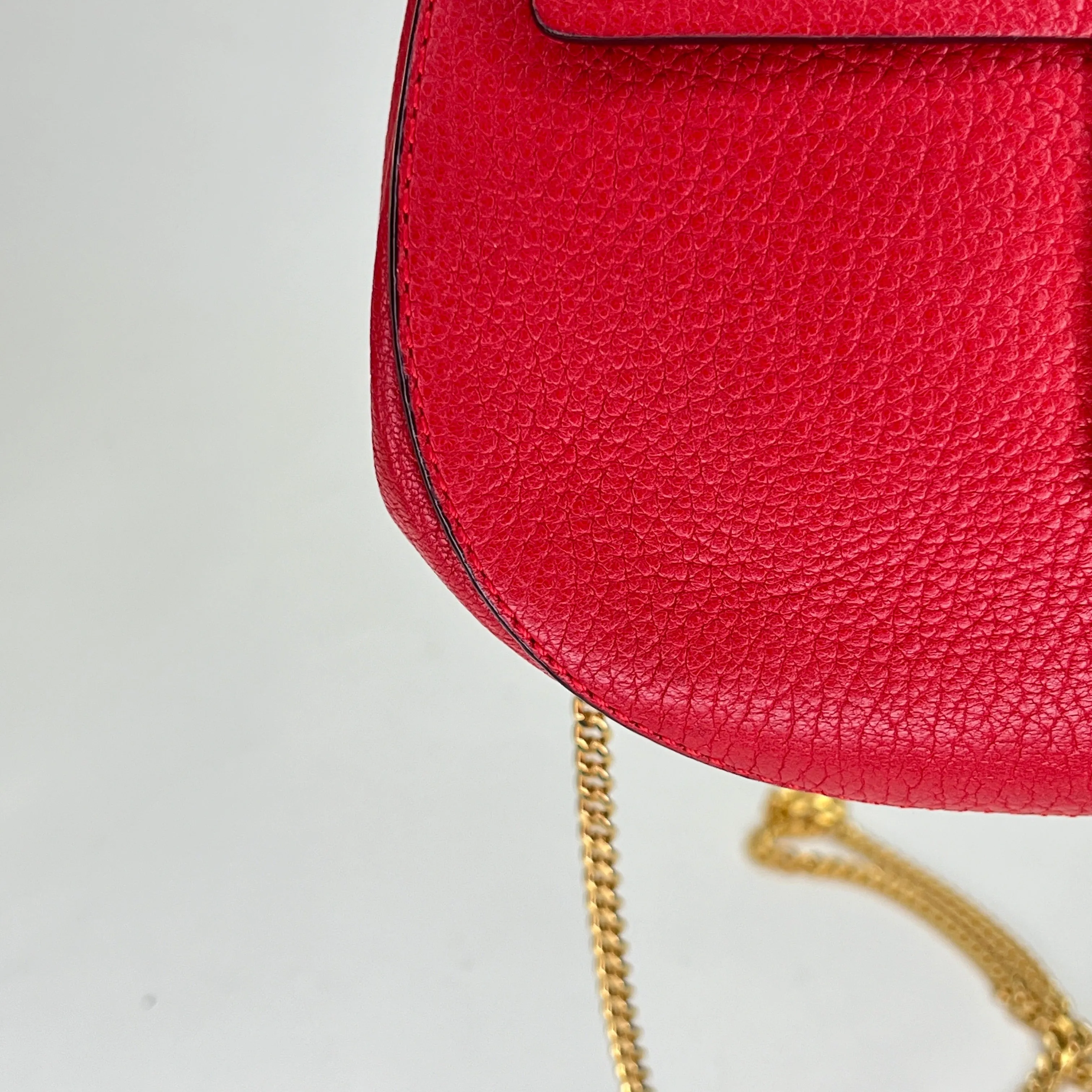 Drew Red Crossbody Bag in Calfskin, Gold hardware