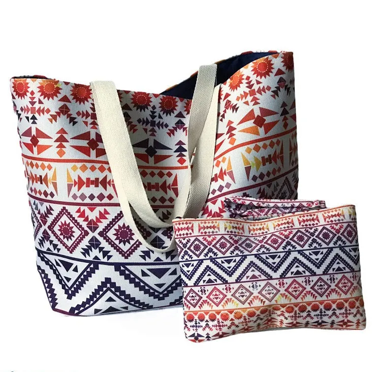 Ethnic Vibrant Tote bag shoulder handbag wristlet set