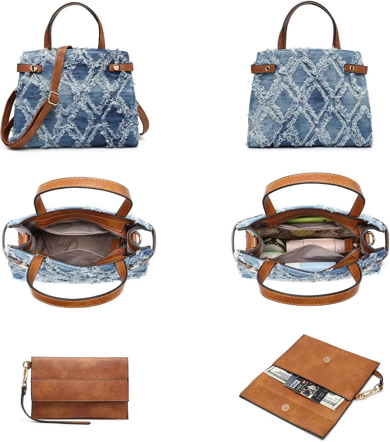 Fashion Handbags and Purses for Women Large Work Tote Bag Top Handle Satchel Shoulder Bag 3pcs Hobo Purse Set