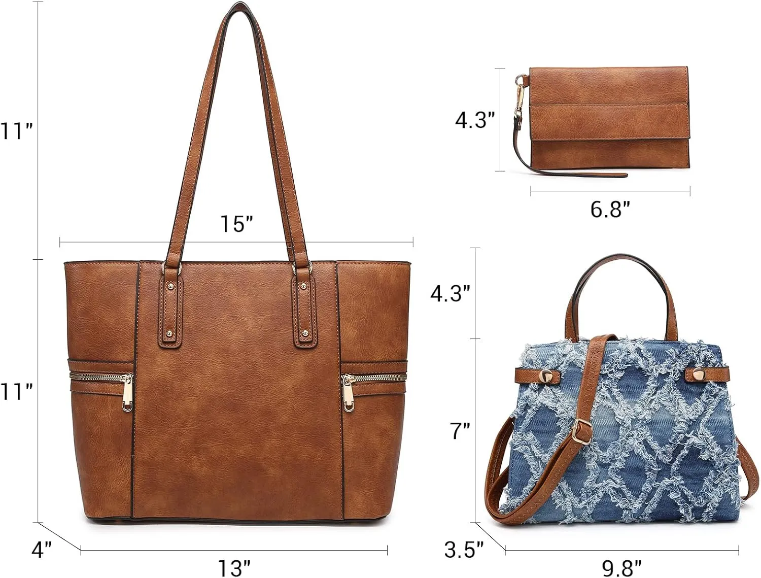 Fashion Handbags and Purses for Women Large Work Tote Bag Top Handle Satchel Shoulder Bag 3pcs Hobo Purse Set