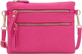 FashionPuzzle Multi Zipper Pocket Small Wristlet Crossbody Bag