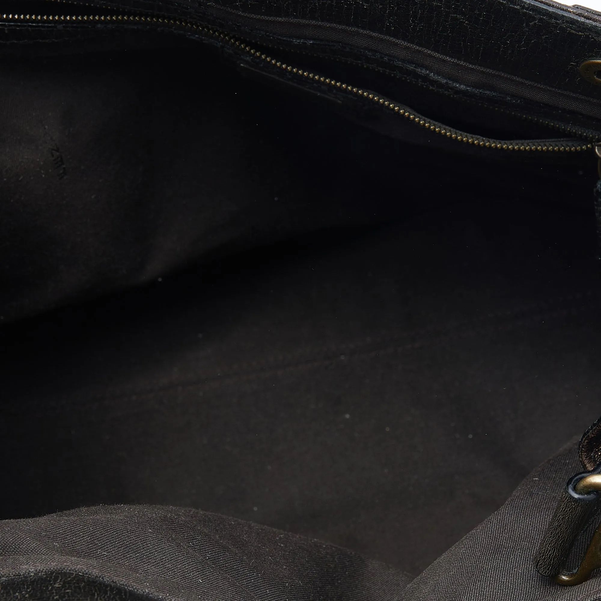 Fendi Brown/Gold Glitter Leather Medium Du Jour Satchel