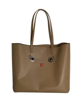 Fendi Hypnoteyes Shopping Tote Bag in Brown Leather