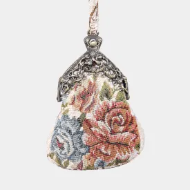 Floral Cream Chatelaine Purse Wristlet Bag