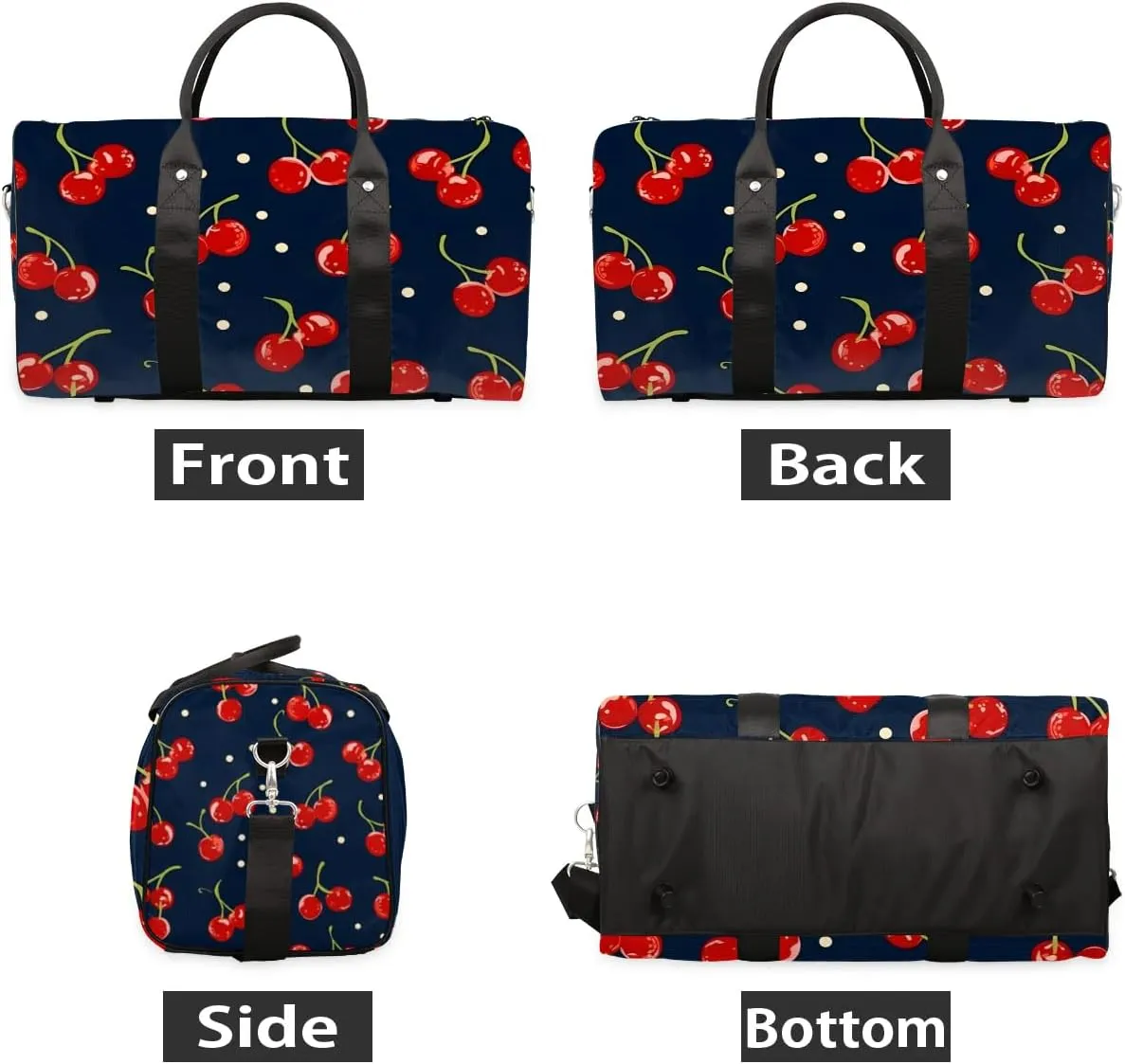 Foldable Travel Bag Cherry Fruit Theme Lightweight Carry On Bags for Airplanes Waterproof Travel Duffle Bag For Gym Weekend Overnight