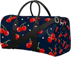 Foldable Travel Bag Cherry Fruit Theme Lightweight Carry On Bags for Airplanes Waterproof Travel Duffle Bag For Gym Weekend Overnight