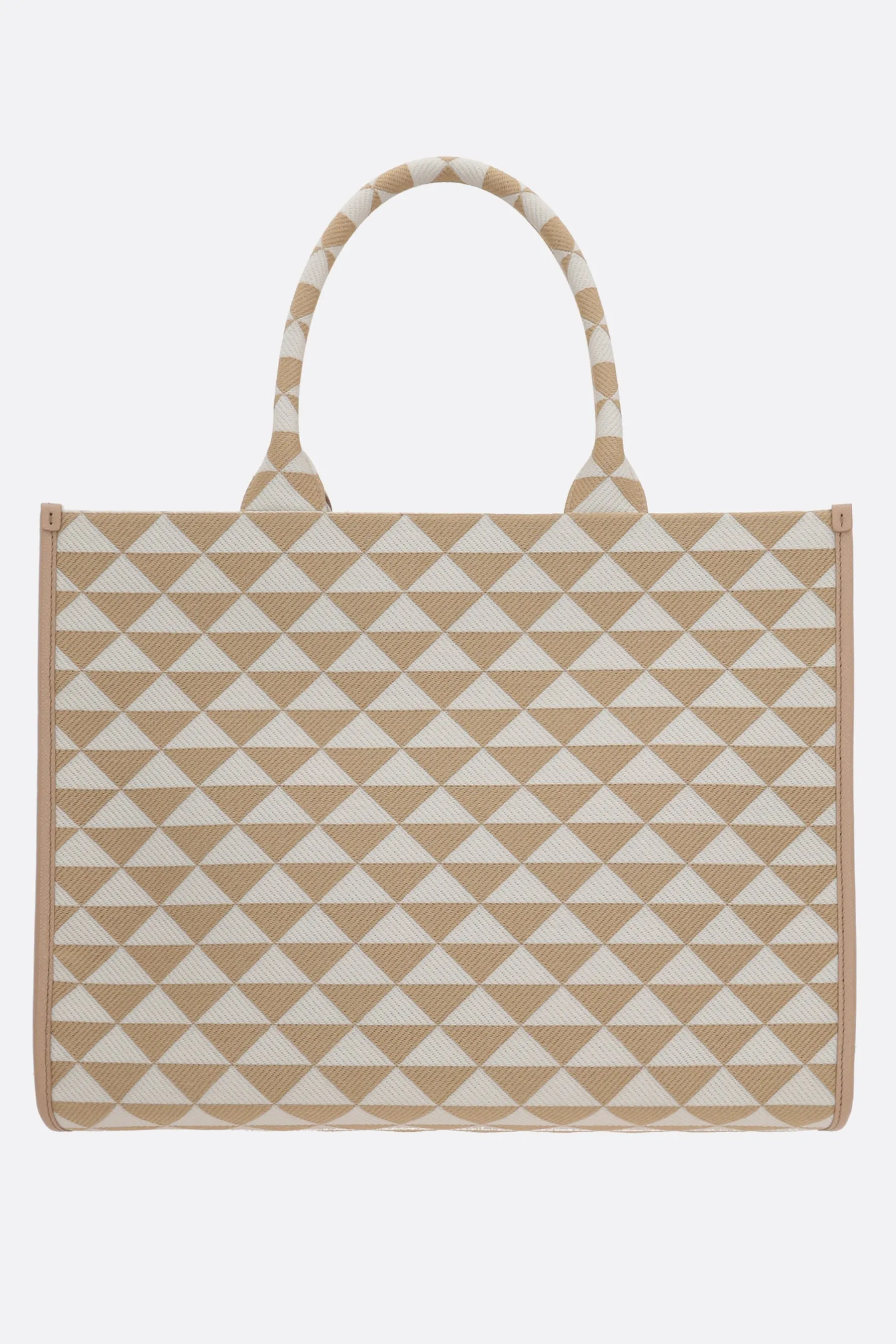 Geometric Jacquard Leather-Trimmed Tote