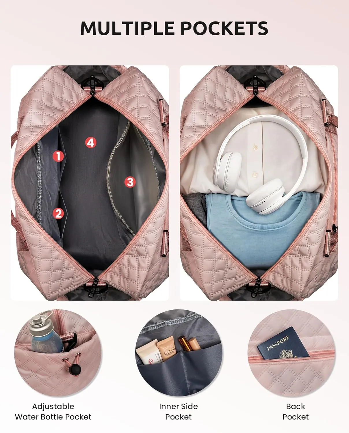 Gifts for Daughter-Girls Initial Duffle Bag with Shoe Compartment, Kids Weekender Bag, Monogram Overnight Bag, Letter Travel Bag with Makeup BagSister Friend Girlfriend Gifts (Letter M)