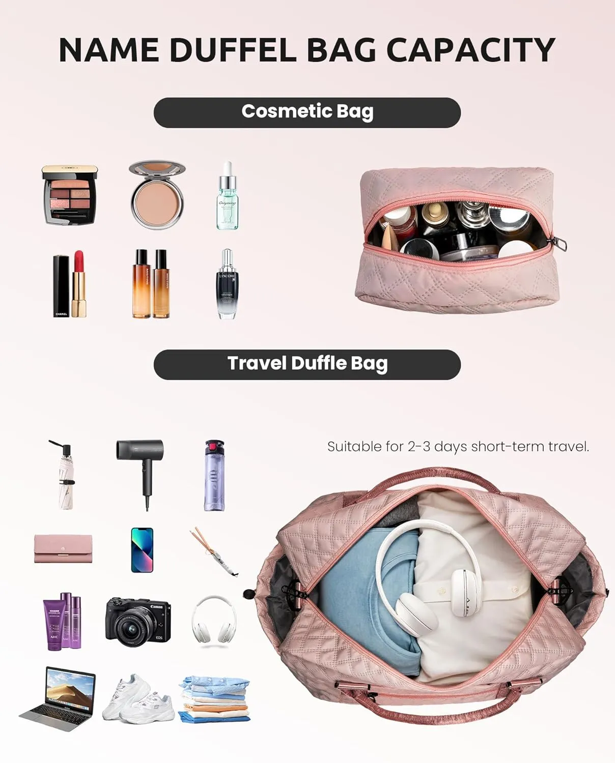 Gifts for Daughter-Girls Initial Duffle Bag with Shoe Compartment, Kids Weekender Bag, Monogram Overnight Bag, Letter Travel Bag with Makeup BagSister Friend Girlfriend Gifts (Letter M)