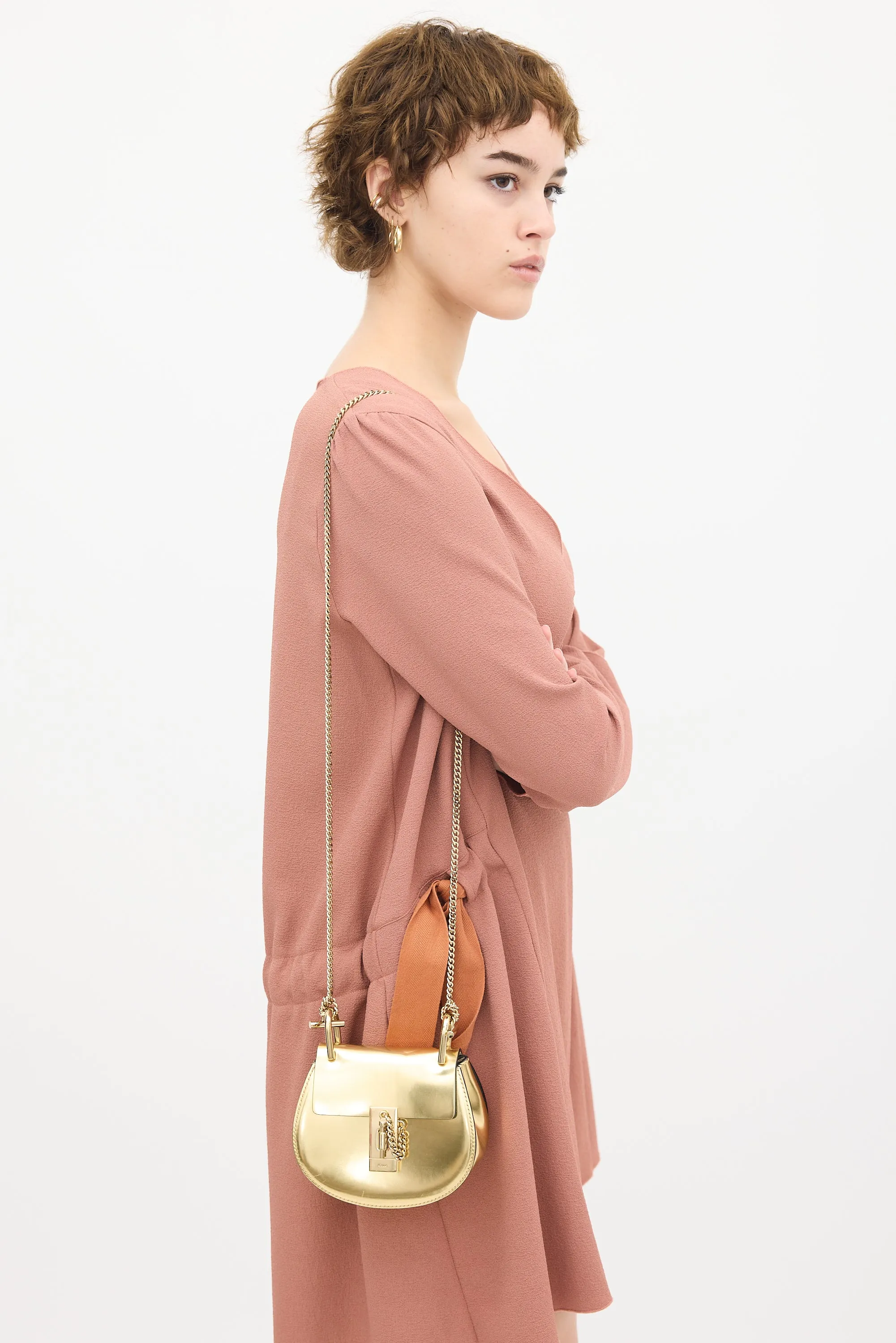 Gold Patent Leather Drew Nano Bag