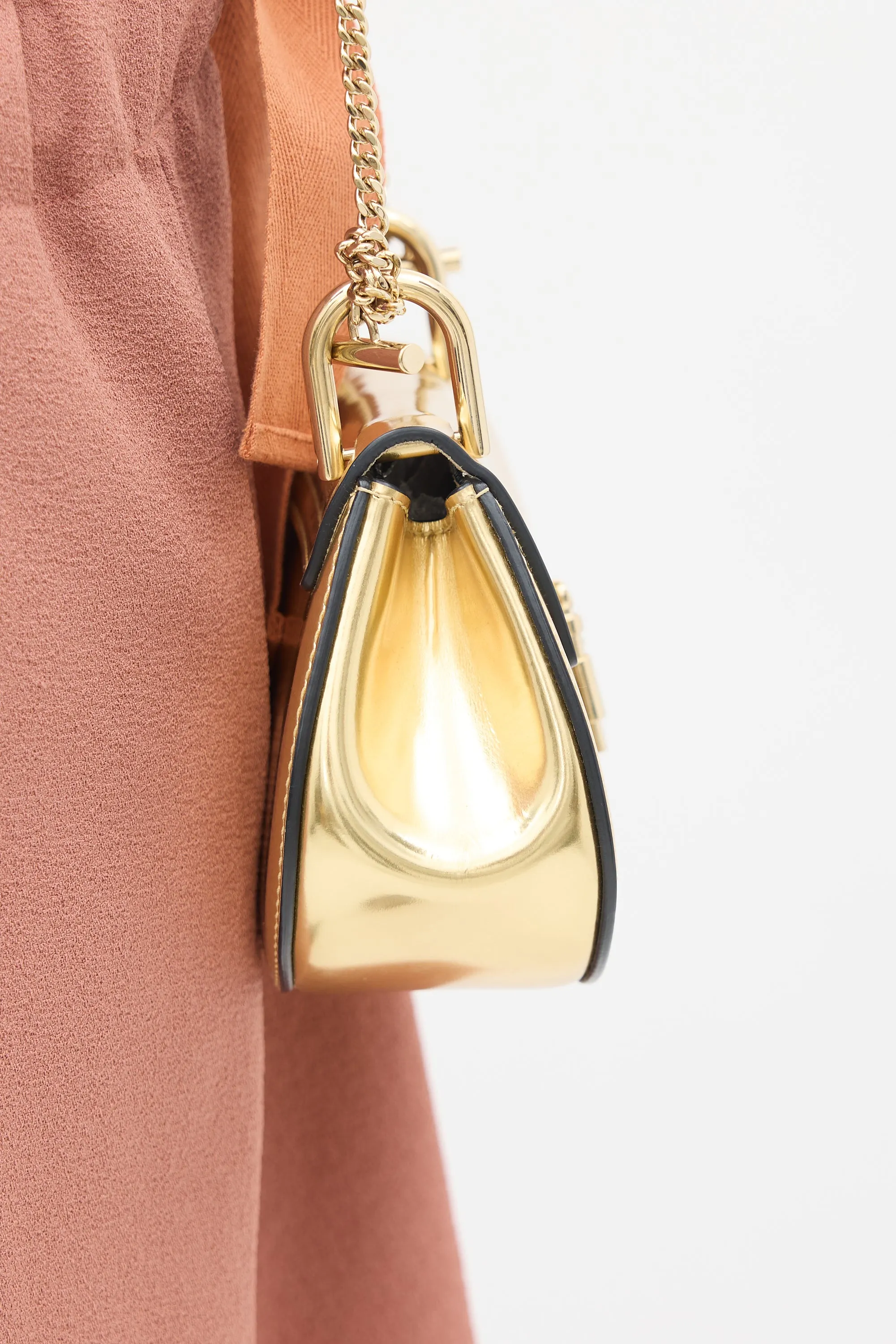 Gold Patent Leather Drew Nano Bag
