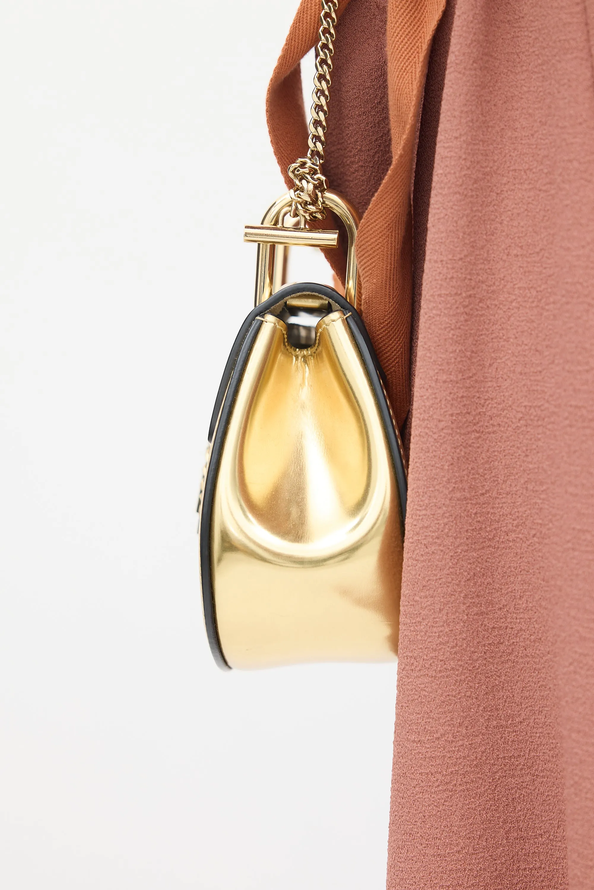 Gold Patent Leather Drew Nano Bag