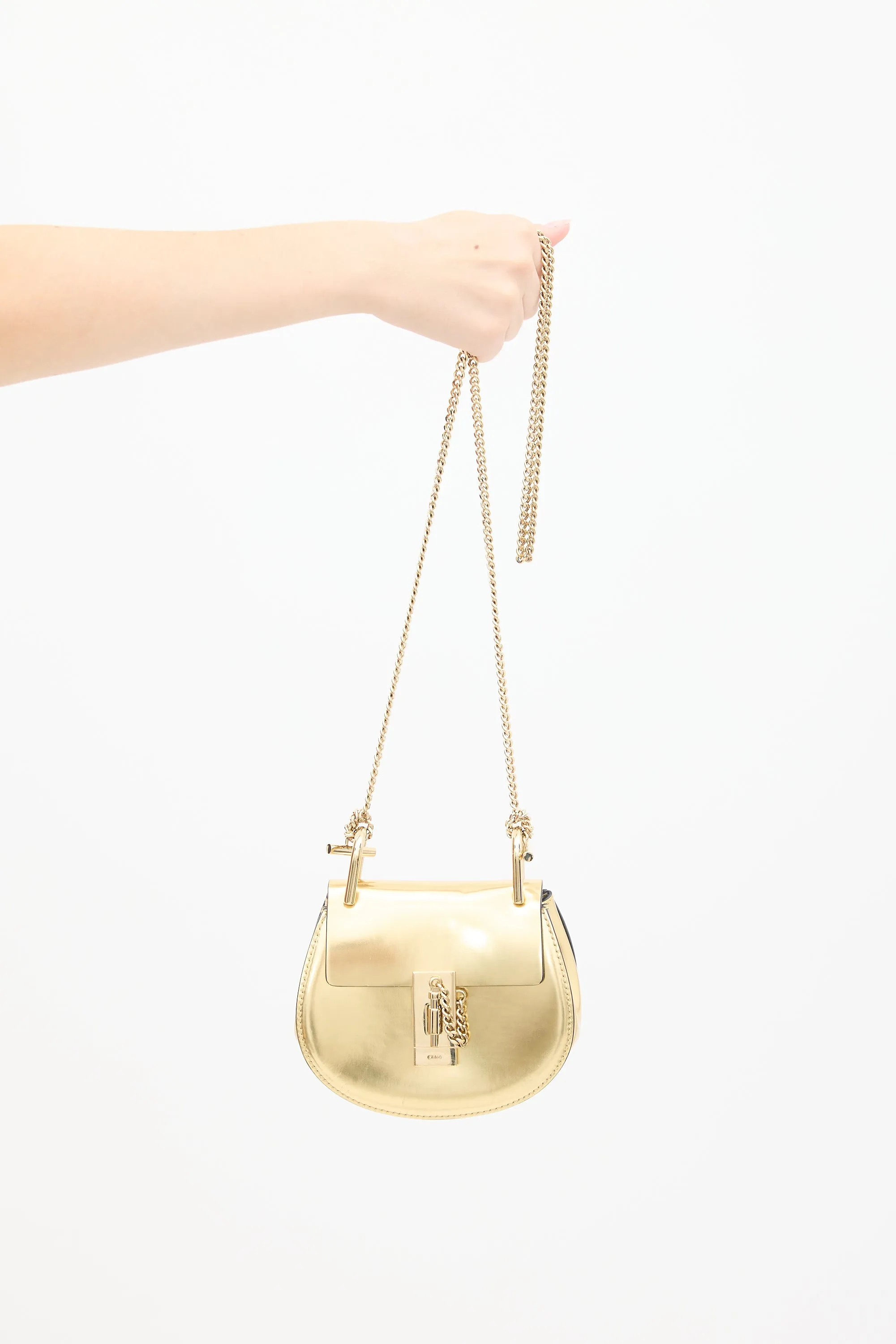 Gold Patent Leather Drew Nano Bag