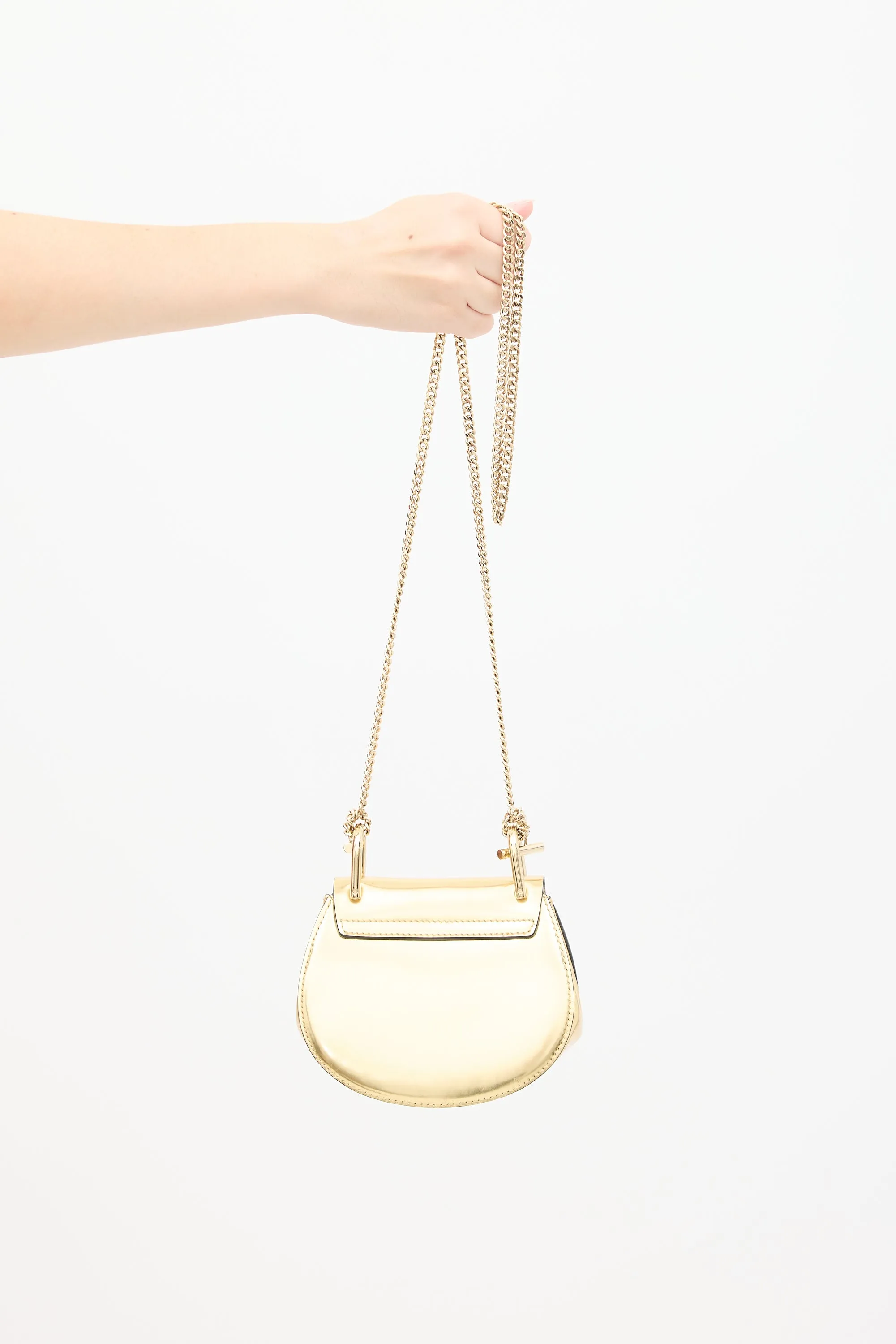 Gold Patent Leather Drew Nano Bag