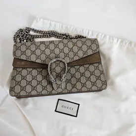 Gucci Beige GG Supreme Canvas and Suede Dionysus Shoulder Bag