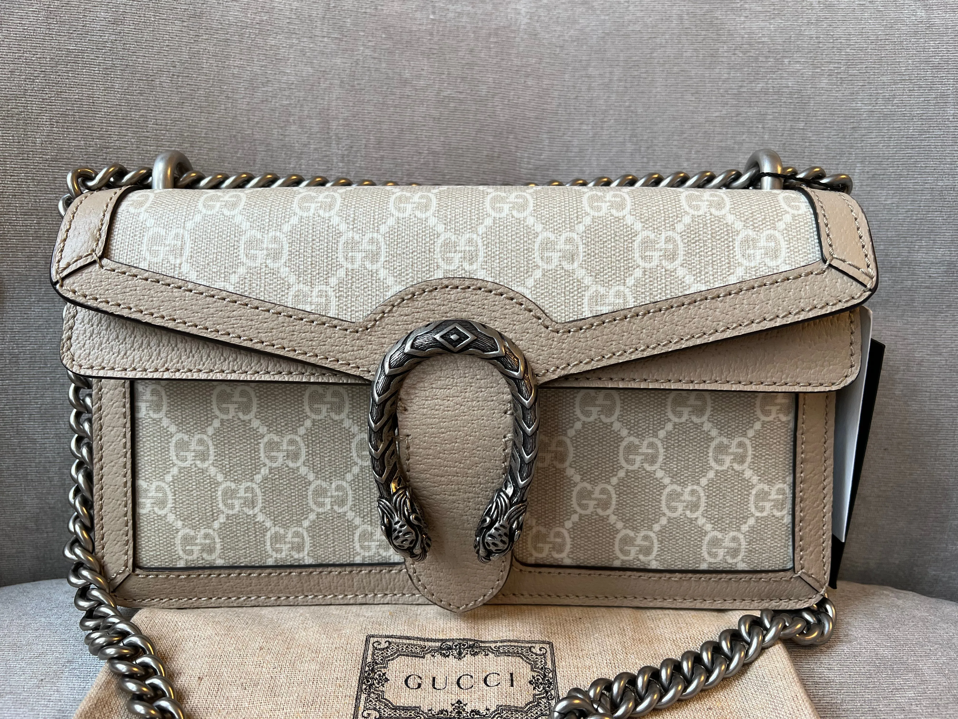 Gucci Dionysus GG Small Shoulder Bag in White and Beige Canvas (RRP £2,130)