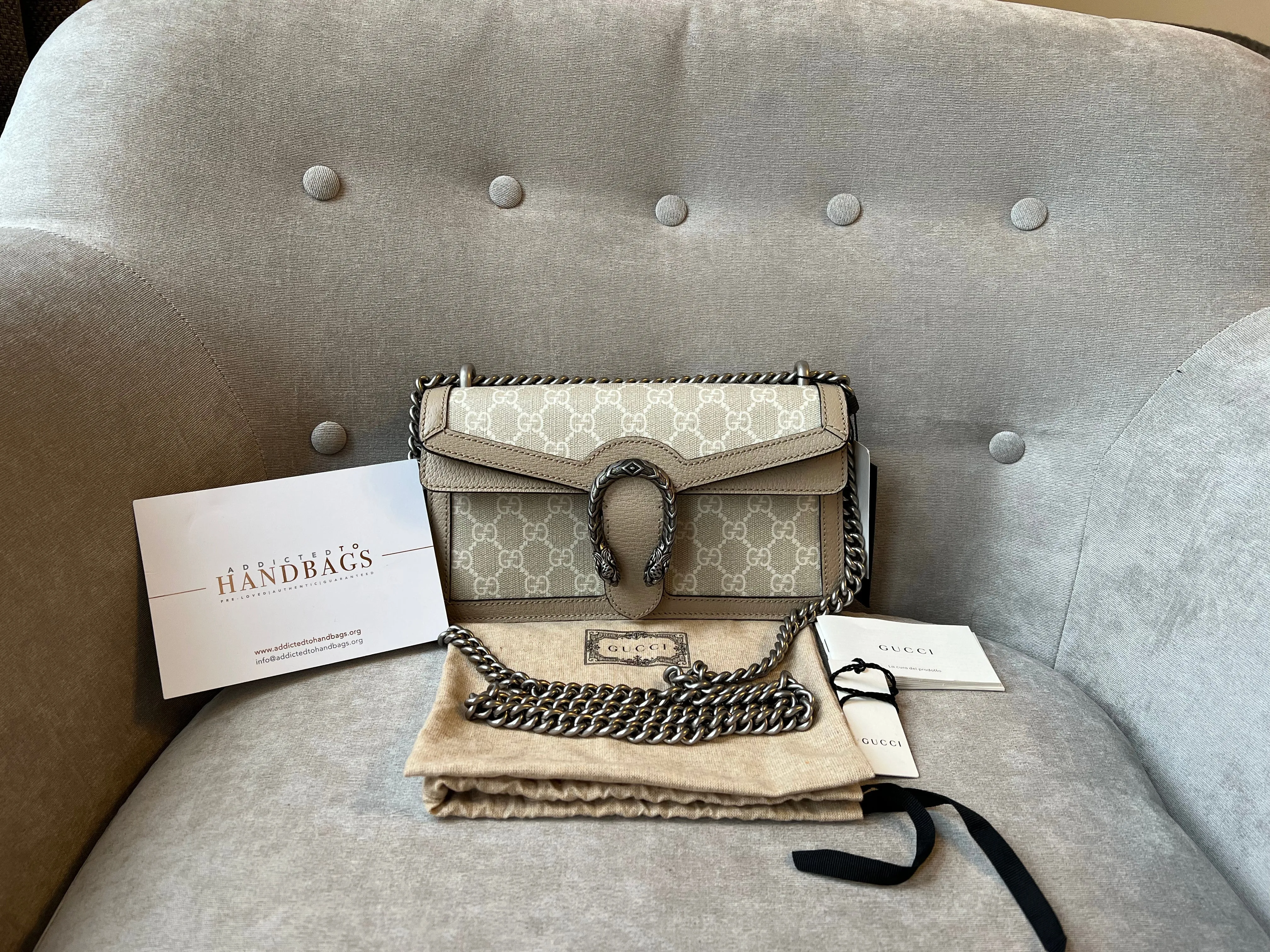 Gucci Dionysus GG Small Shoulder Bag in White and Beige Canvas (RRP £2,130)