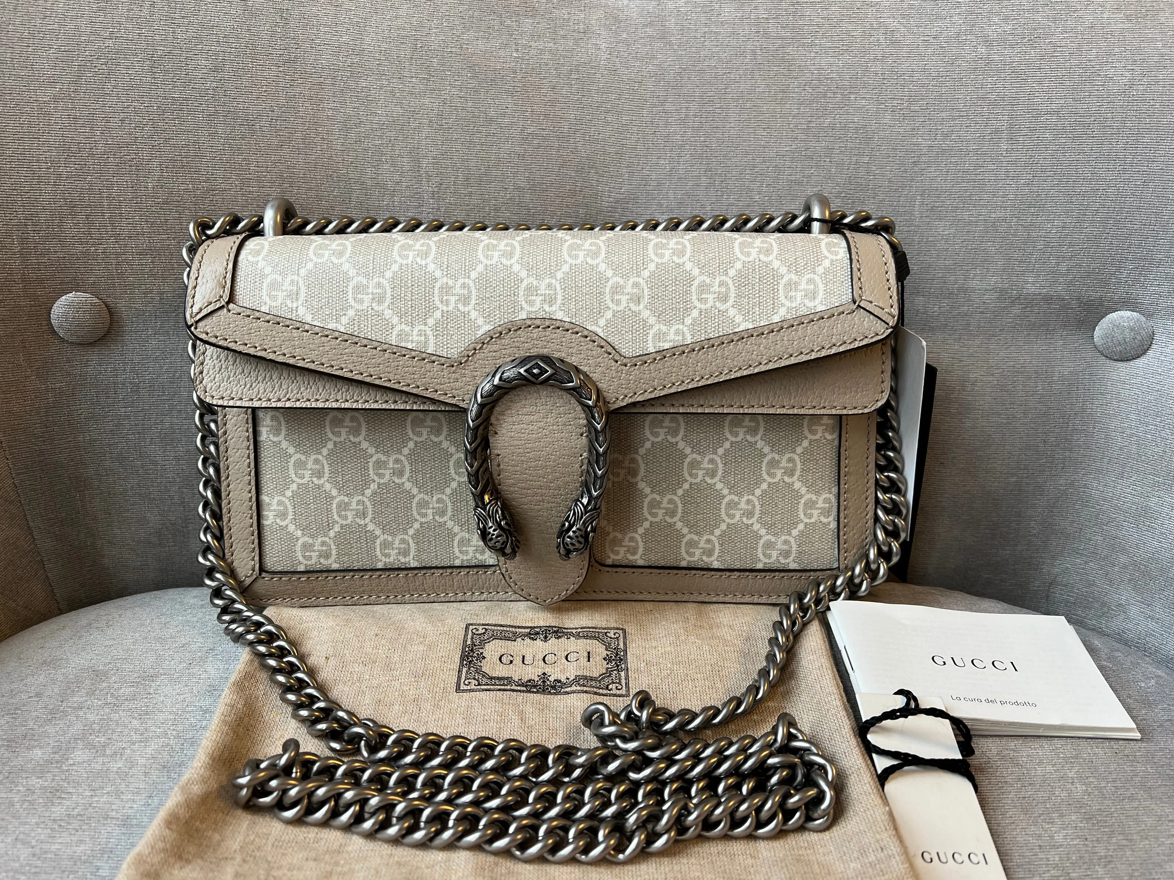 Gucci Dionysus GG Small Shoulder Bag in White and Beige Canvas (RRP £2,130)