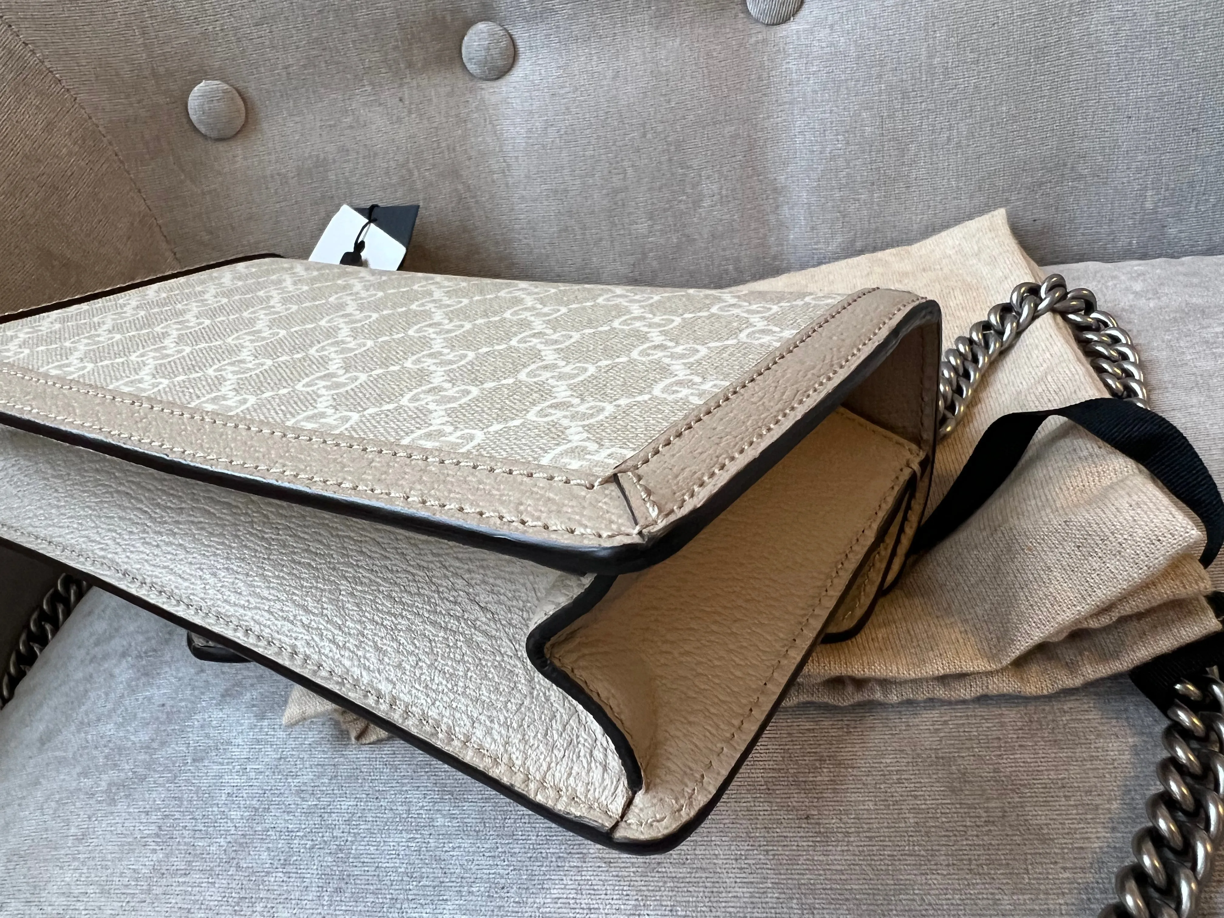 Gucci Dionysus GG Small Shoulder Bag in White and Beige Canvas (RRP £2,130)