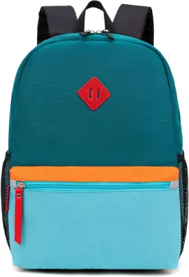 HawLander Little Kids Backpack for Boys Toddler School Bag Fits 3 to 6 years old, 15 inch, Blue Green