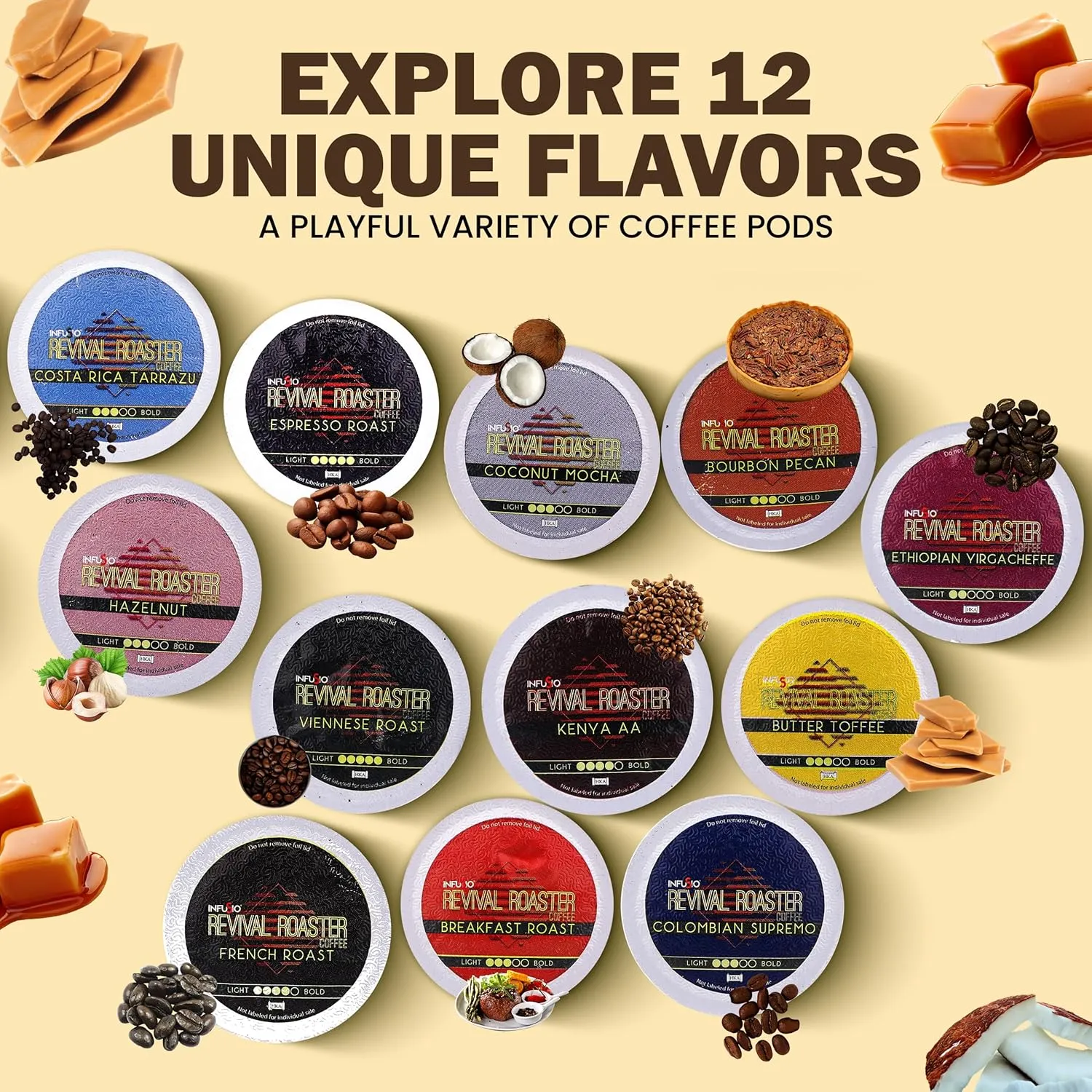 InfuSio Coffee Pods 96 count Viennese Roast Dark Roast Single Serve Coffee Pods for Keurig K Cups Brewers  InfuSio Revival Roaster Gourmet Roasted Coffee Keurig 2.0 Compatible
