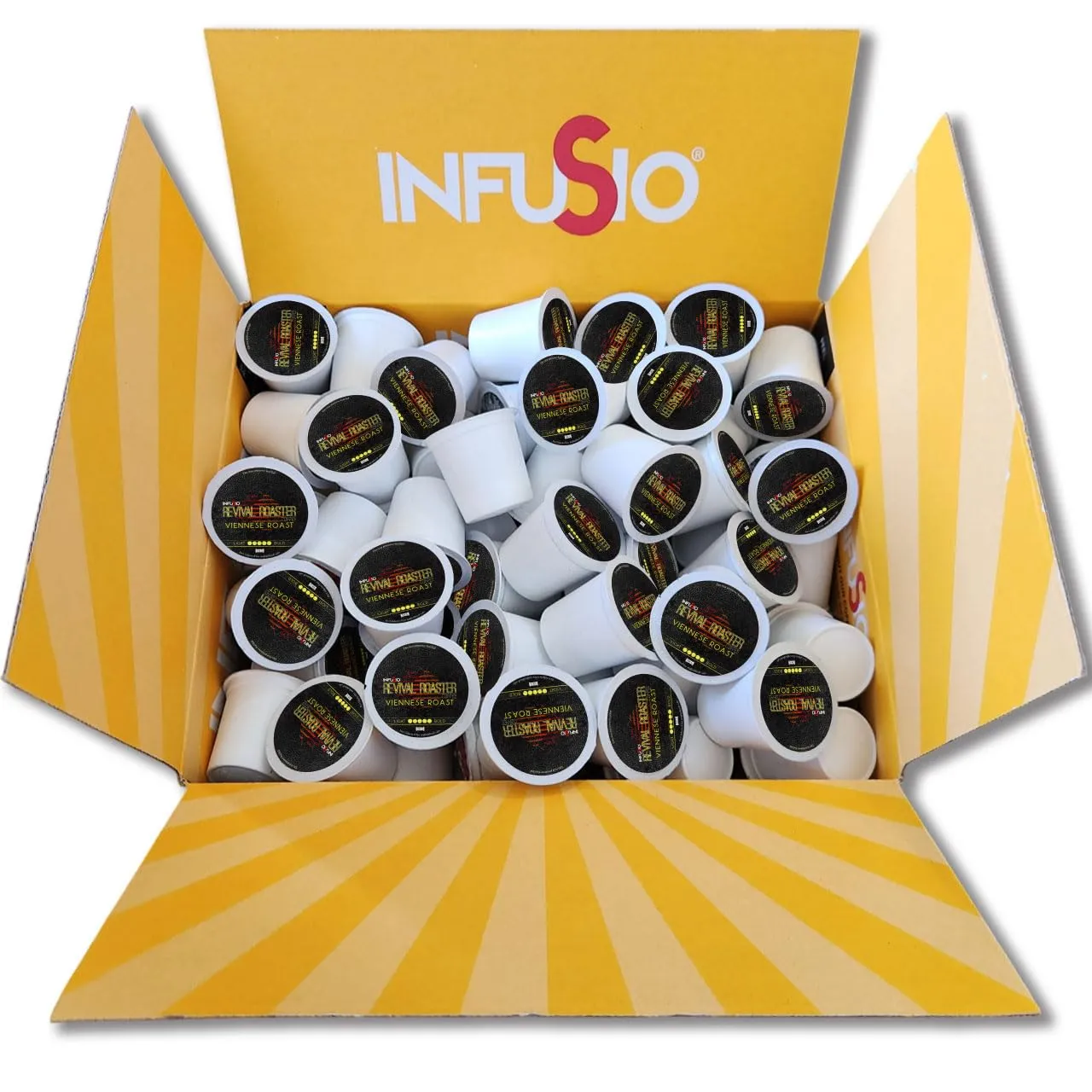 InfuSio Coffee Pods 96 count Viennese Roast Dark Roast Single Serve Coffee Pods for Keurig K Cups Brewers  InfuSio Revival Roaster Gourmet Roasted Coffee Keurig 2.0 Compatible