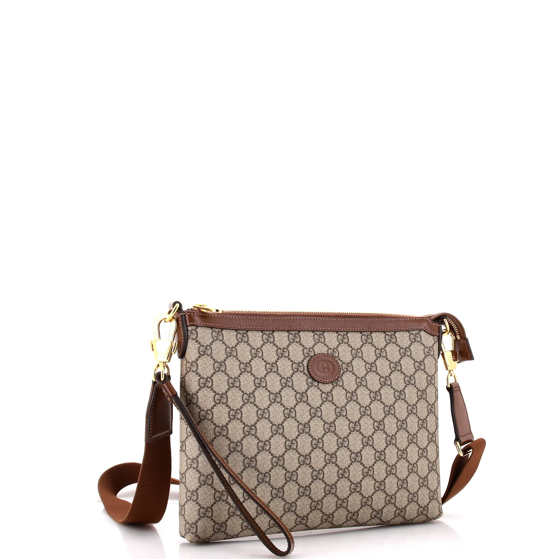Interlocking G Patch Wristlet Messenger Bag GG Coated Canvas Small