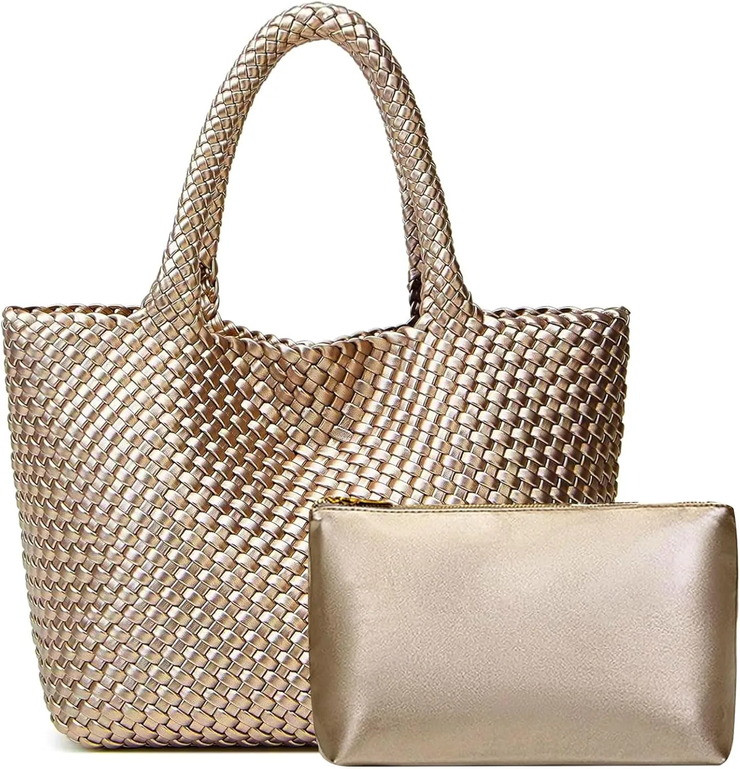 Large Woven Tote Bag for Women Vegan Leather Braided Handbag, and Purses, Top Handle Shoulder Bags