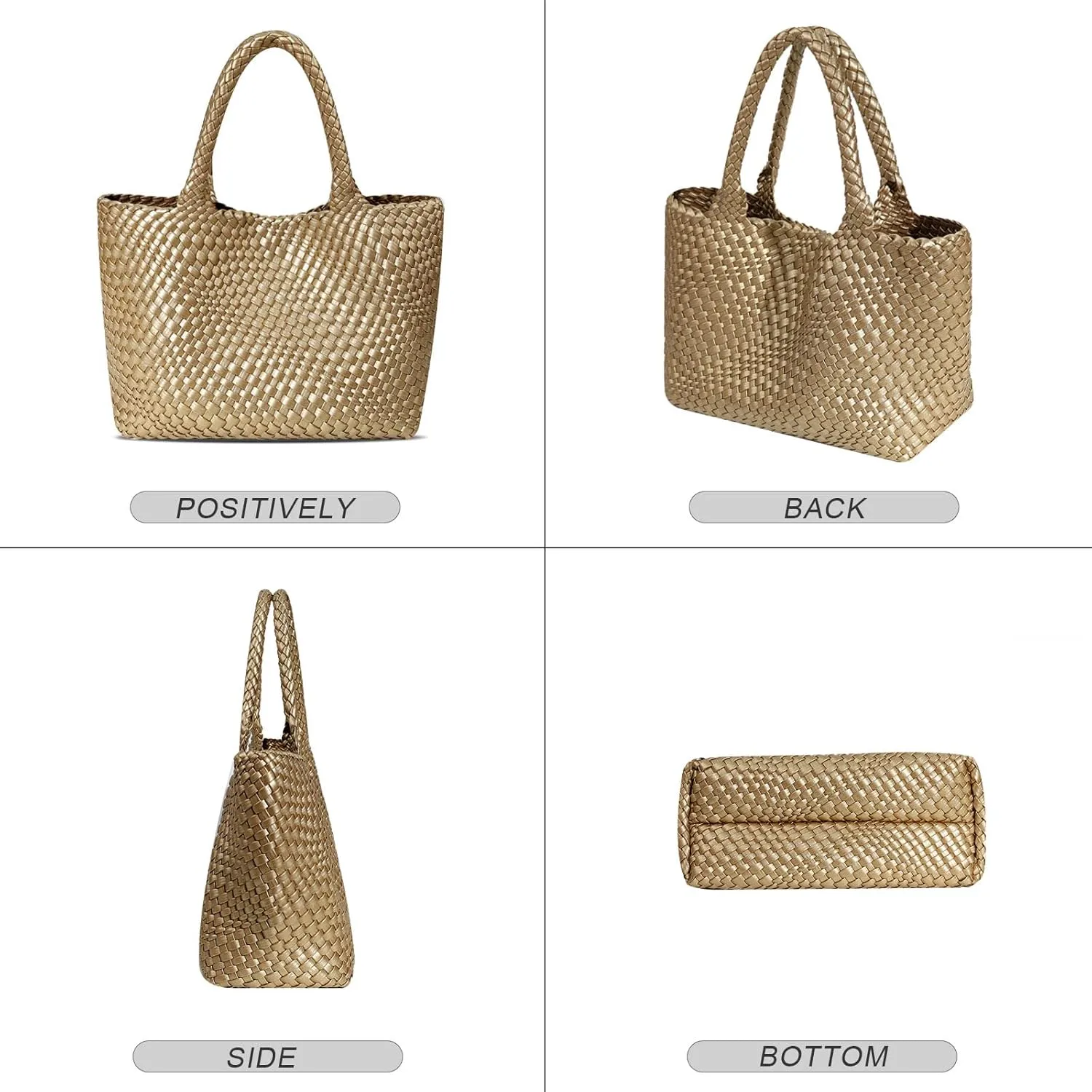 Large Woven Tote Bag for Women Vegan Leather Braided Handbag, and Purses, Top Handle Shoulder Bags