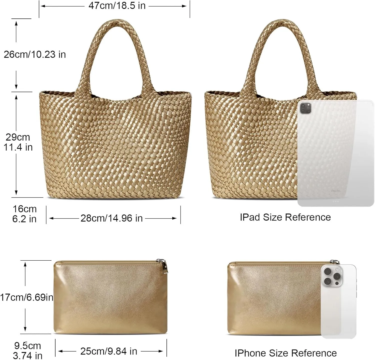 Large Woven Tote Bag for Women Vegan Leather Braided Handbag, and Purses, Top Handle Shoulder Bags