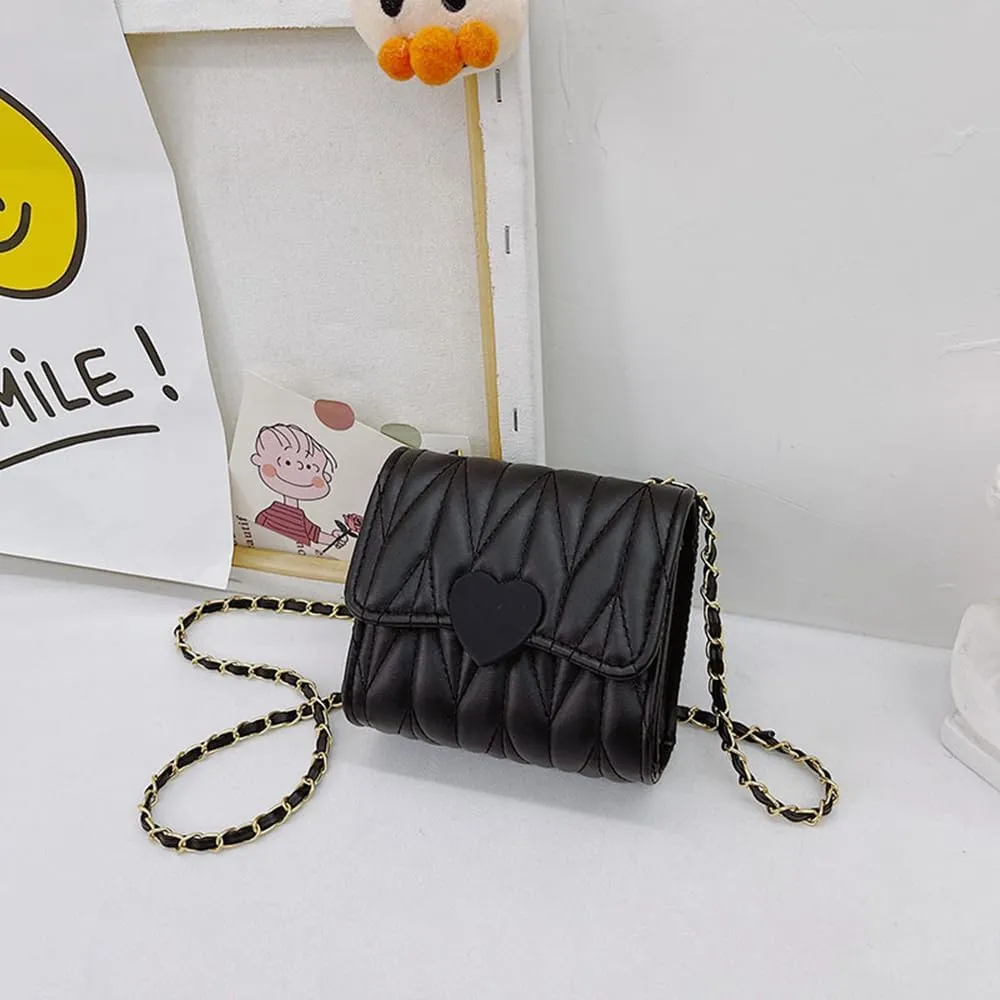 Little Girl Mini Shoulder Bag, Toddlers Girls' Kids Purse Crossbody Heart Purse for Kids Girls (PU-Black)