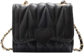 Little Girl Mini Shoulder Bag, Toddlers Girls' Kids Purse Crossbody Heart Purse for Kids Girls (PU-Black)