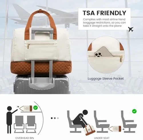 LOVEVOOK Travel Duffel Bag, 18inch Weekender Bags for Women with Shoe Compartment35L Carry on Overnight Bag with Toiletry Bag, Gym Duffel Bag with Wet Pocket, Hospital Bags for Labor and Deliver