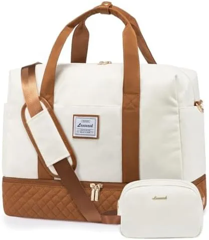 LOVEVOOK Travel Duffel Bag, 18inch Weekender Bags for Women with Shoe Compartment35L Carry on Overnight Bag with Toiletry Bag, Gym Duffel Bag with Wet Pocket, Hospital Bags for Labor and Deliver