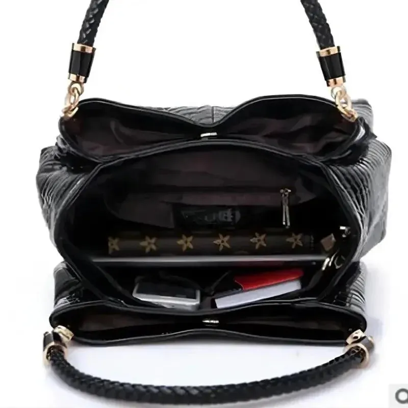 Luxury Crocodile Print Leather Women's Tote Handbag Large Capacity Shoulder Bag
