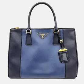 Navy Blue Saffiano Leather Tote Bag
