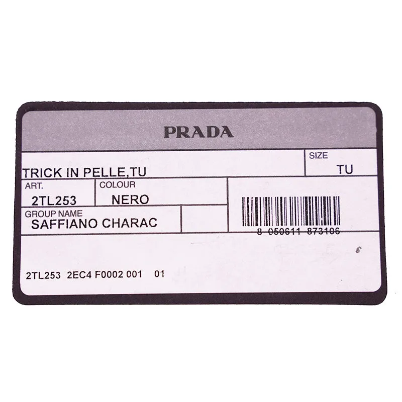 NEW $495 PRADA Preppy LOGO Gray Black SAFFIANO LEATHER Trick KEYRING BAG CHARM