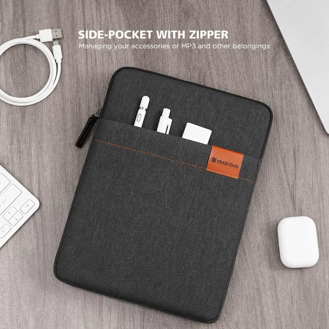 NIDOO Tablet Sleeve Bag 8 inch for 8.3" iPad Mini 6/7.9" iPad Mini 5/8" Lenovo Tab M8 Gen / 8.7" Galaxy Tab A7 / 8" Huawei MatePad T 8 Water Repellent Vertical Laptop Case Pouch