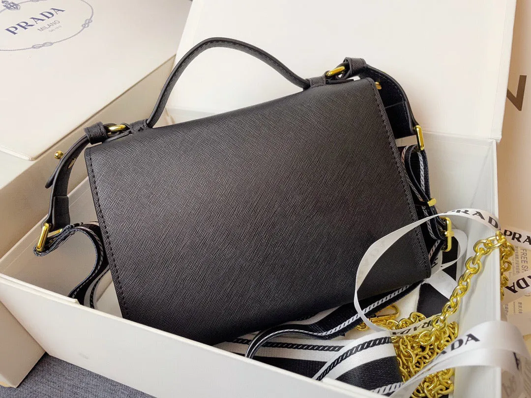 PD204 Monochrome Saffiano and Leather Bag / 8.3x5.5x2.5inch
