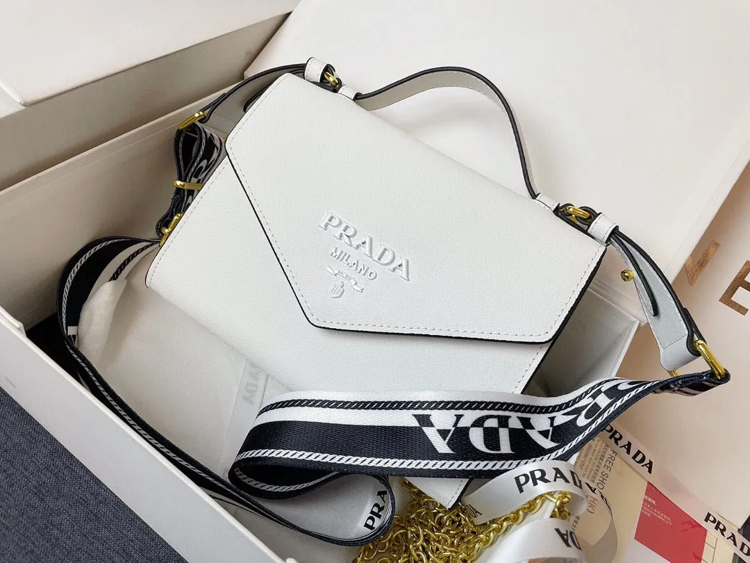 PD204 Monochrome Saffiano and Leather Bag / 8.3x5.5x2.5inch