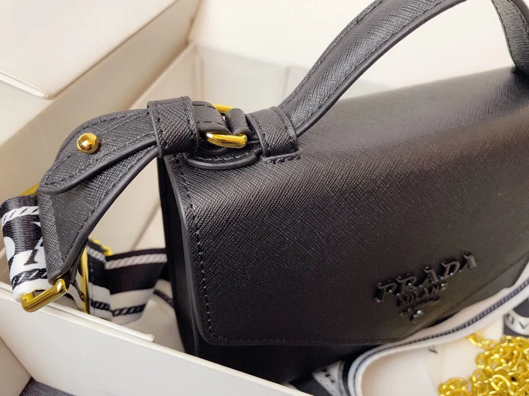 PD204 Monochrome Saffiano and Leather Bag / 8.3x5.5x2.5inch