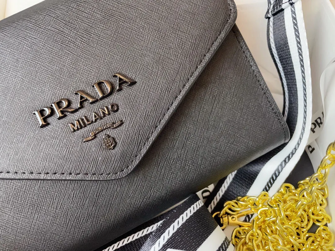 PD204 Monochrome Saffiano and Leather Bag / 8.3x5.5x2.5inch
